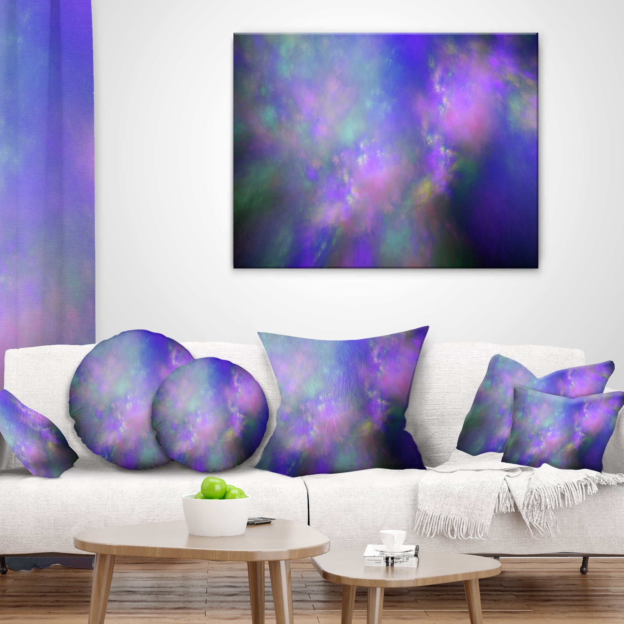 Designart Perfect Purple Starry Sky - Abstract Throw Pillow - 12x20