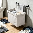 thumbnail image 2 of Hanging Fabric Laundry Basket with Metal Hooks, Woven Clothes Hamper for Bathroom Bedroom, Rod Mounted Storage Basket with Handles, 2 of 6