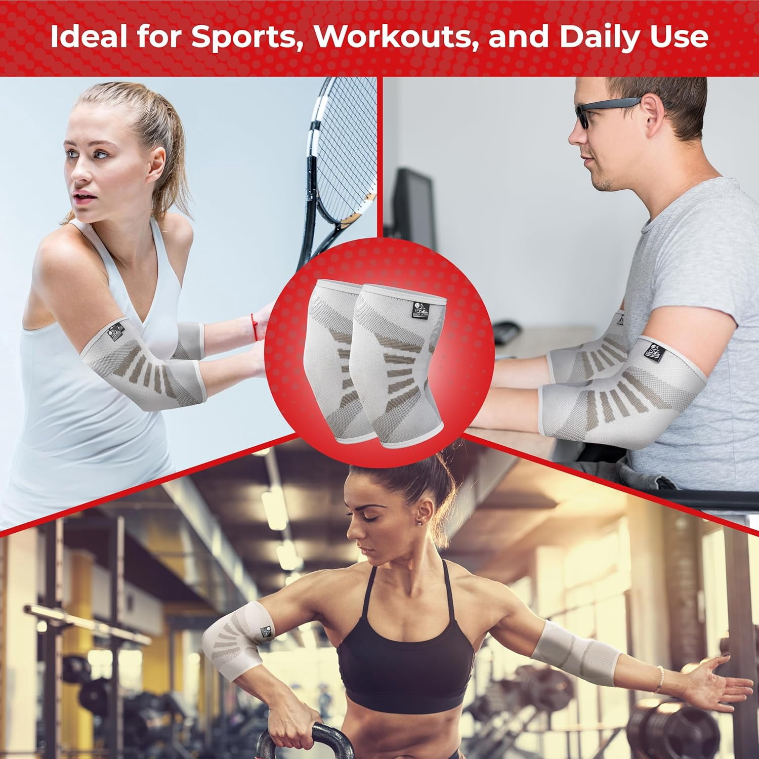 Nordic Lifting Elbow Sleeve Brace, White, Small