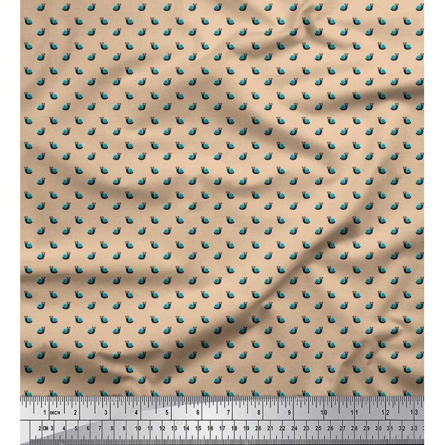 Soimoi Viscose Chiffon Fabric Snail Small Print Sewing Fabric Yard 42 Inch Wide