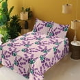 thumbnail image 2 of Ambesonne Lavender Pattern Fitted & Flat Sheet with Sham 3 Pcs Set, Botany Artwork, Twin XL, Jade Green and Purple, 2 of 5