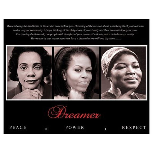 Dreamer (Trio): Paix, Pouvoir, Respect Affiche d'Art (Taille Totale : 20x16) (Taille de l'Image : 19.5x15.5) King Obama Shabazz