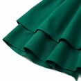 thumbnail image 5 of KICILVS Halloween Dresses for Women Plain Square Neck Flare Sleeve Dress Ruched Bust Layered Hemline Mini Party Gown Green, 5 of 9