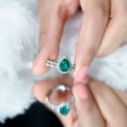 thumbnail image 4 of Rosec Jewels Womens 2.50 CT Created Emerald Solitaire Rings Set with Diamond, Teardrop Ring for Her, 925 Sterling Silver, US 3.00, 4 of 8