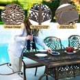 thumbnail image 5 of SKOK 9-Piece All-Weather Cast Aluminum Outdoor Dining Set with 88'' Table & 8 Stackable Cushioned Chairs, Red, 5 of 8