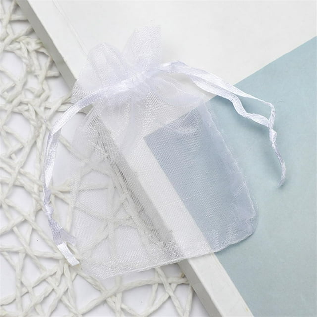 Yazoeia 100 Pcs Sheer Organza Bags, Wedding Favor Bags with Drawstring, Makeup Organza Favor Bags, Drawstring Net Gift Bags, Jewelry Gift Bags for Party Wedding Gift Return Store, CJC912-166244