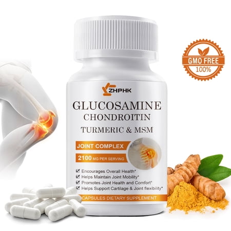 ZHPHK Glucosamine Chondroitin Capsules 2100mg, Joint Health Supplement for Cartilage Support & Mobility, 60 Count