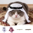 thumbnail image 7 of Kozzylandra Pet Arab Headwrap,Traditional Middle Eastern Arabian Style Head wrap & Necklace Set for Cats Dogs Party Photo Prop Accessories & Halloween Dress Up Party Cosplay Props(White), 7 of 7