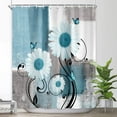 thumbnail image 5 of Floral Shower Curtain,Daisy on Teal Gray Abstract Modern Fabric Shower Curtains,36X72inches, 5 of 5