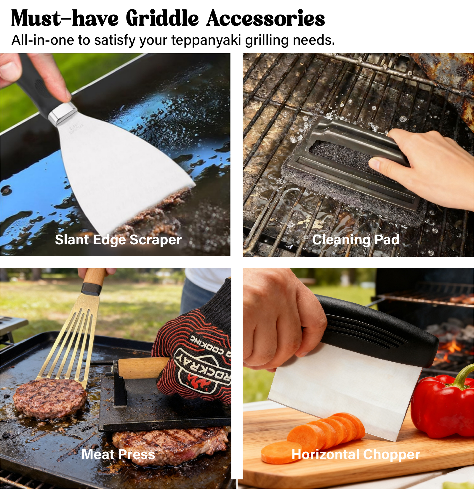 ROCKRAY 36PCS Griddle Accessories Kit for Blackstone,Grill Spatula Set with  Apron for Flat Top Outdoor BBQ Cooking,Father's Day Gift