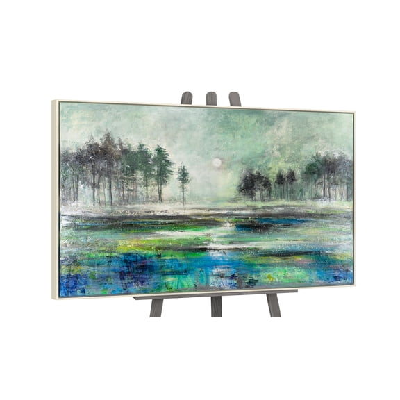 YS-Art Forest Dreams Hand-Painted Landscape Painting with Beige Frame, Large Wall Art for Living Room or Office, 32x48 in