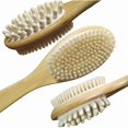 thumbnail image 1 of wonima11 Bamboo Body Brush for Back Scrub, Natural Boar Bristle Shower Brush Scrubber with Long Handle, Exfoliate Skin and Cellulite - Wet or Dry, 1 of 1