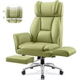 thumbnail image 3 of COOLHUT Big and Tall Office Chair, 450lbs Home Office Desk Chair with Flip Armrests Adjustable Headrset, Executive Reclining Office Chair with Footrest, Wide Home Desk Chair, Green, 3 of 11