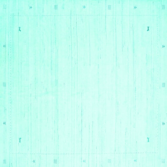Ahgly Company Indoor Square Solid Turquoise Blue Modern Area Rugs, 3' Square