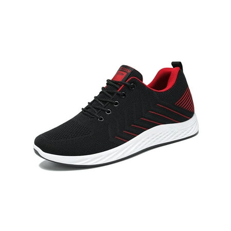 

SIMANLAN Men Athletic Shoes Fitness Workout Running Shoe Lace Up Sneakers Outdoor Non-slip Trainers Gym Mesh Fashion Sneaker Black Red 7.5