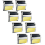 Warm White Solar Deck Light, SimPra Outdoor Stainless Steel LED Solar Step Light; Illuminates Stairs, Deck, Patio, Etc(8 Pack; Warm White)