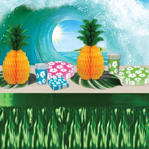 Beistle Honeycomb Tissue Paper Pineapple Decoration - 12" - Yellow and Green - Pack of 24