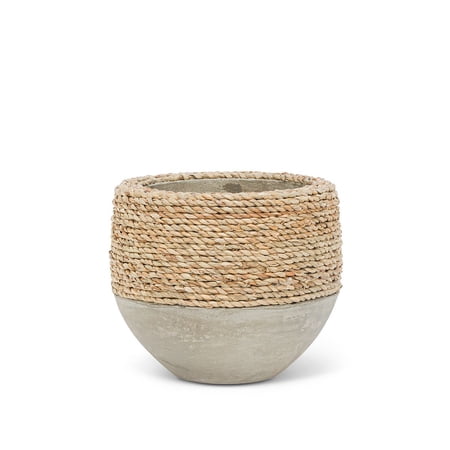 Set of 4 Small Half Seagrass Covered Planter