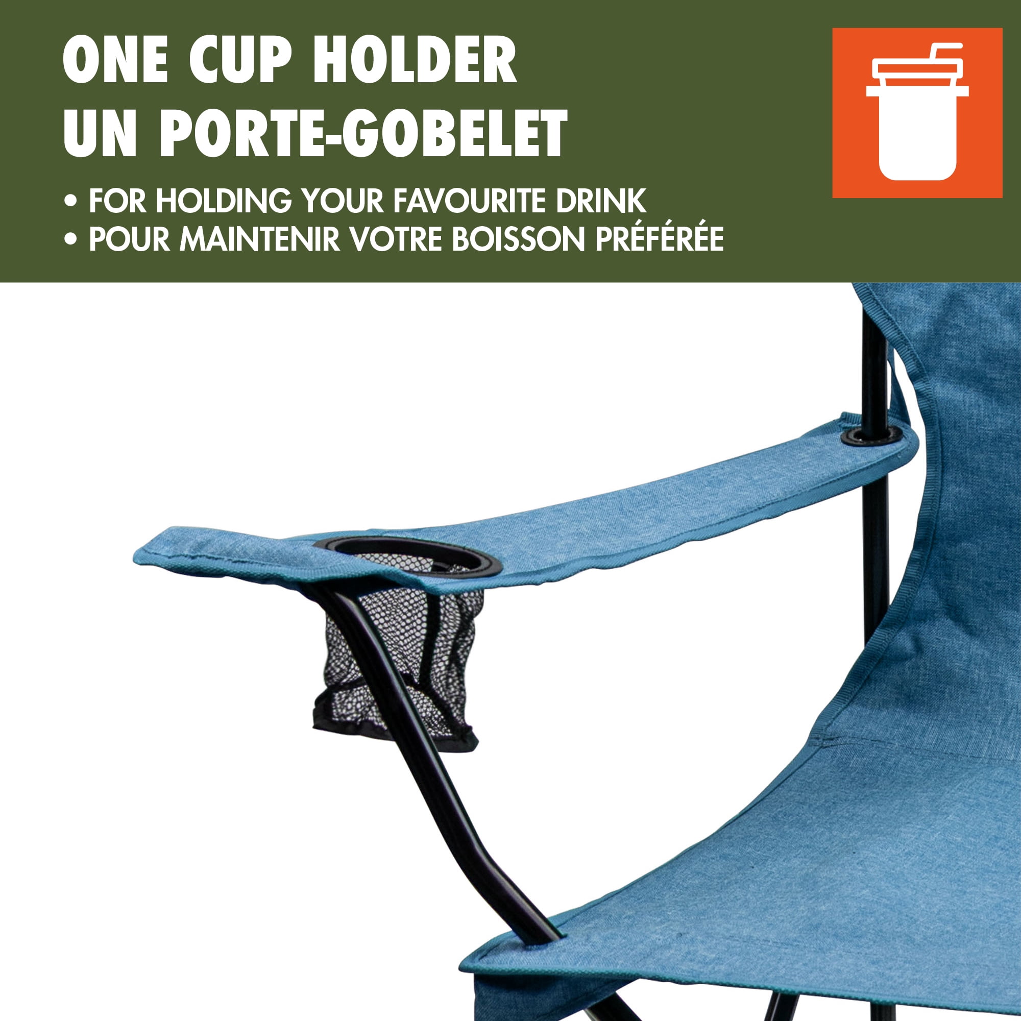 Chaise Surdimensionnée Ozark Trail, Supporte Jusqu'à 113 kg, Polyester Vieilli 600D, Cadre en Acier