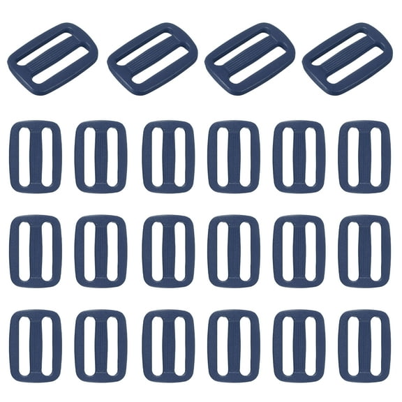 Uxcell 22 Pcs Navy Blue Plastic Tri-Glide Slider, 1 Inch Slide Clip, Adjustable Webbing Triglides Slider Buckle for Bags