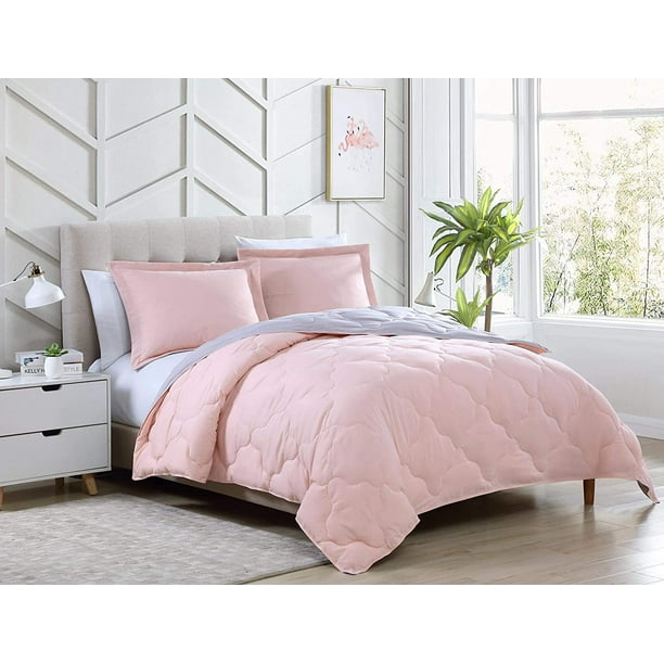 Chezmoi Collection 2 Piece Pink Gray, Pink Gray Twin Bedding