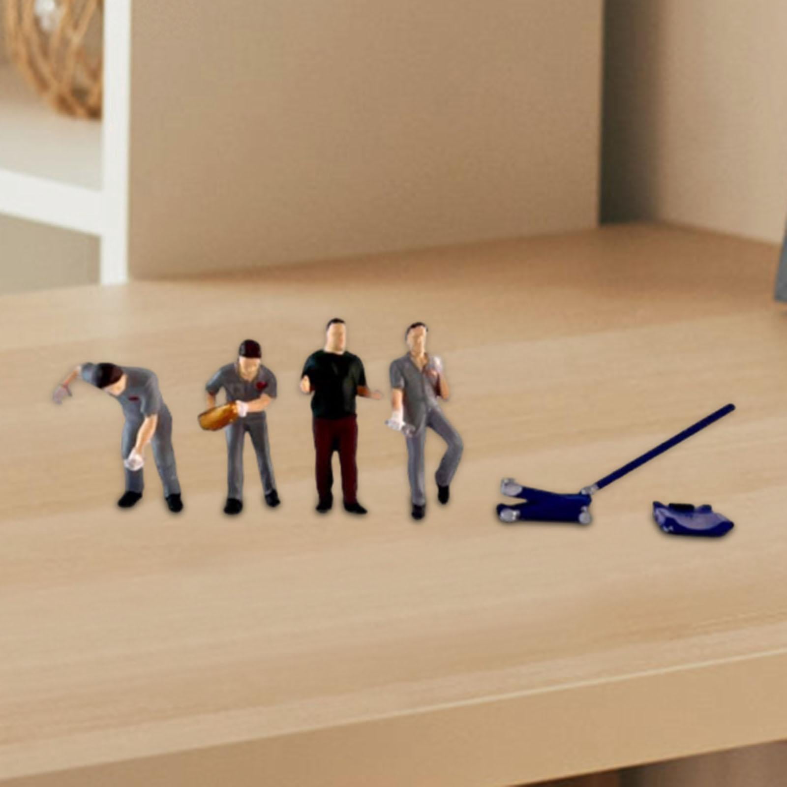 Rushawy 4 Pieces 1/64 Diorama Figures Painted for Dollhouse Accessories Railway Sets gray