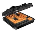 thumbnail image 2 of Fabricante de gofres eléctrica de ladrillo de construcción, color negro con 2 platos de construcción para comer, cocinar divertido, waffles o panqueques en cuestión de minutos, apilar y construir, 2 of 5