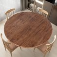 thumbnail image 1 of HAHDAXIA Round Waterproof Table Cover Elastic Tablecloth Vinyl Fitted Table Cover Elastic Edged Plastic Table Cover Fits Tables up to 36"-44" R Oak, 1 of 7