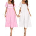 thumbnail image 3 of Vestido Irfora Vestido de tumbona para mujer con bolsillos, volantes de encaje, camisones sueltos de manga corta, ropa d Irfora Vestido, 3 of 7