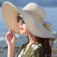 thumbnail image 4 of Sombrero de paja con protección solar de ala ancha para mujer, sombrero flexible plegable, gorra de playa con protección UV de verano MFZFUKR WMZL-1659-1, 4 of 6