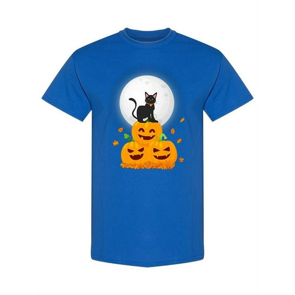 Black Cat On Pumpkins T-Shirt Men -SPIdeals Designs, Male x-Large
