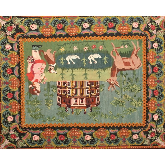 Ahgly Company Machine Washable Indoor Rectangle Traditional Brass Green Area Rugs, 5' x 7'