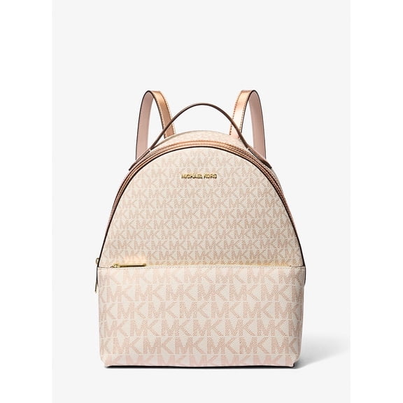 Michael Kors Sheila Medium Two-Tone Signature Logo Backpack Bag Rose Gold