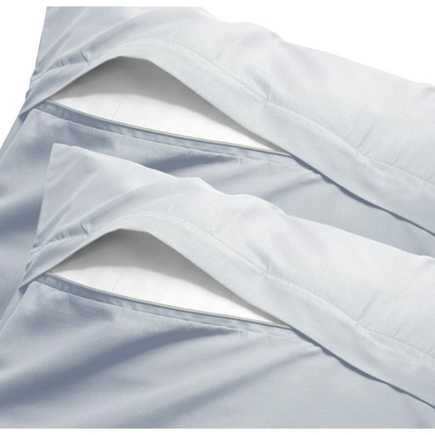 Set of 2 Ultra Soft Microfiber Zippered Pillow Cases (Standard, Light