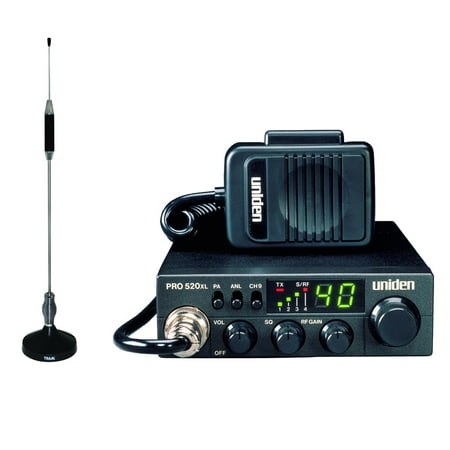 Uniden PRO520XL 40-Channel 4-Watt Compact CB Radio and Tram Antenna Kit