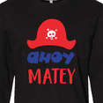 thumbnail image 4 of Inktastic Ahoy Matey, Pirate Hat, Skull and Bones - Red Blue Long Sleeve T-Shirt, 4 of 5