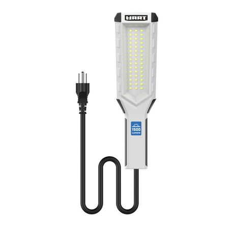 HART LED Plug-in Trouble Light, Magnetic, Swivel Hook, In Handle AC Outlet, 6' Cord, 1500 LM