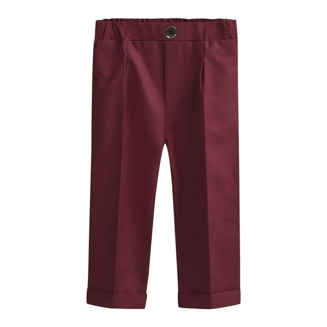Timegard Toddler Baby Clothes Boy Formal Pants Button Comfy Casual Children Suit Pants Solid Color