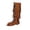 Brown, variant on Womens Fringe Western Cowboy Boots Sandals Open Toe Vintage Bohemian Summer Gladiator Mid Calf Shoes