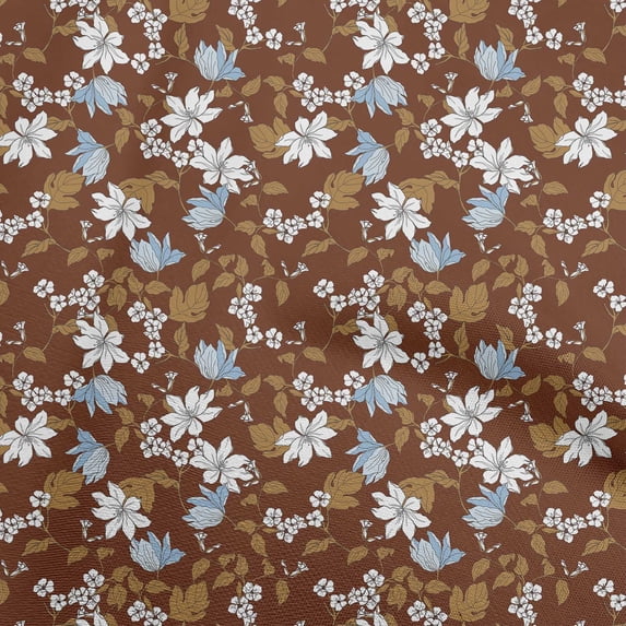 oneOone Viscose Chiffon Brown Fabric Tropical Leaf Fabric For Sewing Printed Craft Fabric By The Yard 42 Inch Wide