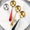 thumbnail image 2 of TEHAUX Golden Serving Spoons Long Handle Simple Design for Dinner 1Set, 2 of 8