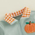 thumbnail image 6 of Toddler Baby Boy Girl Halloween Sweatshirt Pumpkin Embroidery Quarter Zip Collar Long Sleeve Shirt Tops Fall Winter Clothes 1-5T, 6 of 9