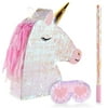 Large Unicorn Pinata Kit with Blindfold and Stick for Girls Birthday Party Decorations (20 x 14 x 5 In)