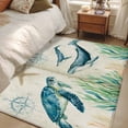 thumbnail image 5 of Ocean Animal Washable Area Rugs 4'x6', Turtle Seahorse Octopus Whale Compass Vintage Seagrass Low Pile Throw Living Room Rug Non-Slip Sturdy Edge Binding Carpet for Indoor Entryway Bedside Kitchen, 5 of 9