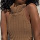 thumbnail image 3 of Blusa de punto con cuello alto y espalda descubierta, cuello alto, espalda abierta, dobladillo irregular, cuello alto, 3 of 6