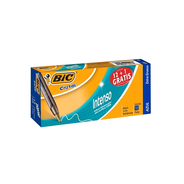 Bolígrafo BIC Cristal Extra Grueso Tinta Azul 12 Piezas Bic