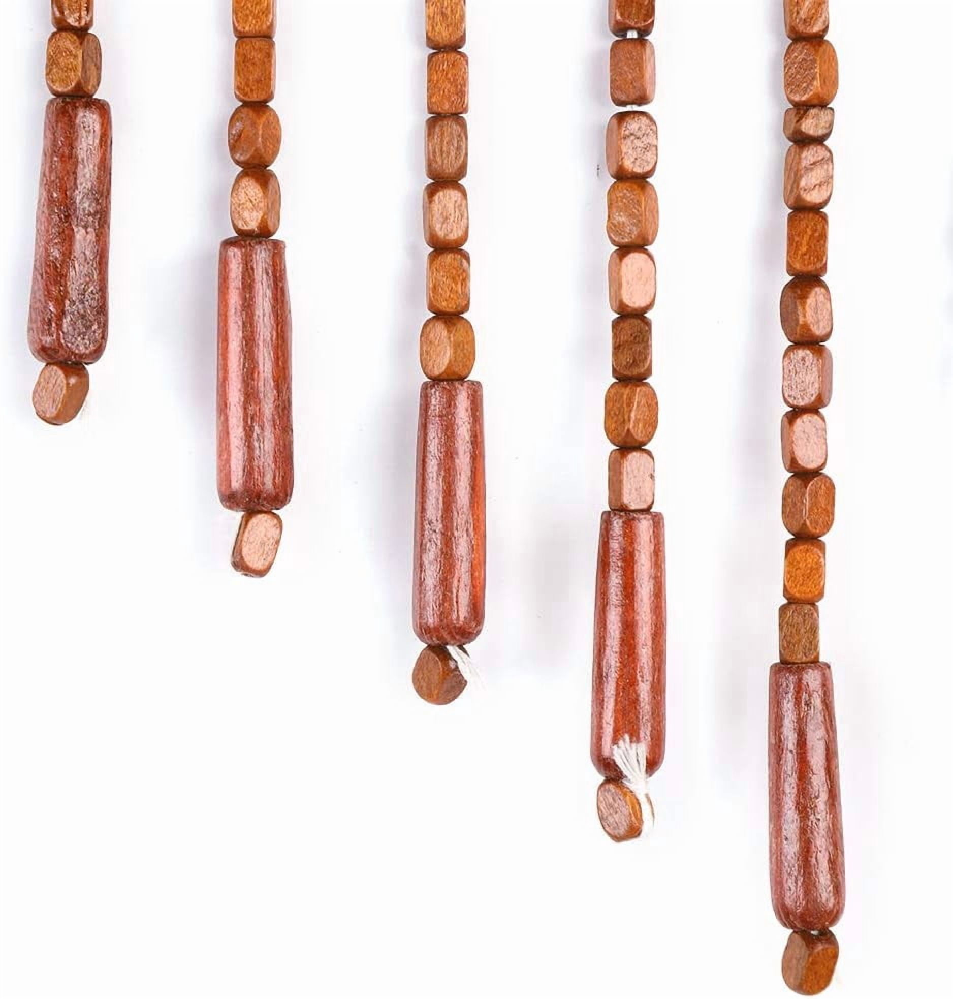 Miumaeov 35.4 * 68.9inch 32 Strands Wooden Bead Curtain,32 Lines Porch Door Fly Screen Decor Brown Curtain Bamboo Wood