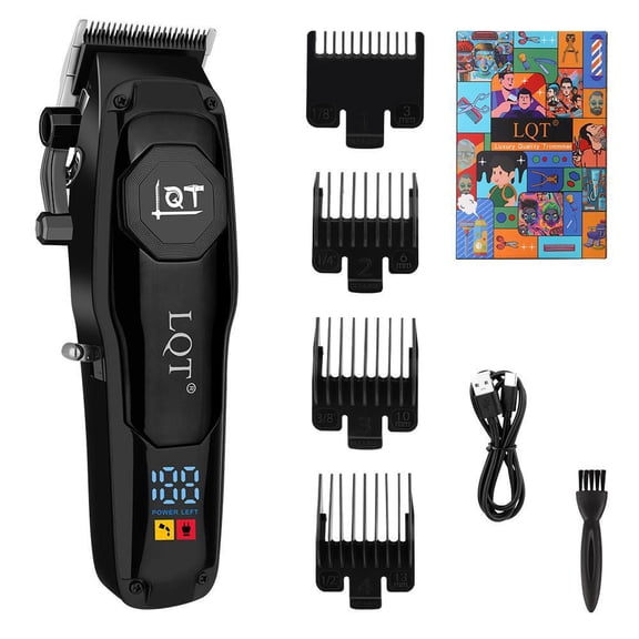 LQT Hair Clippers for Men, Cordless&Corded Hair Clipper, Professional Barber Kit for Hair Cutting & Grooming Set, Mens Hair Clippers with LED Display (Black)