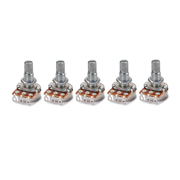 MLINS 5pcs B10k Full Size Bass Pots Potentiometer Long Knurled Split Shaft Audio Taper Low Friction for Guitar Bass