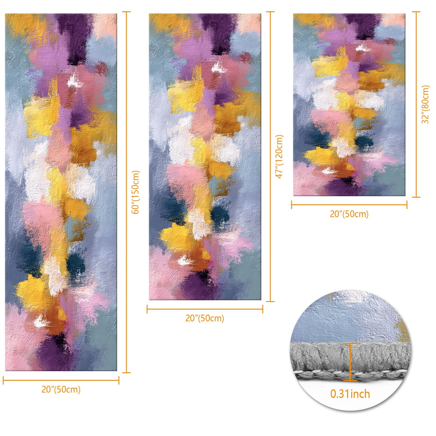 3 Piece Kitchen Rug Set, Non-Slip And Washable, Abstract Pattern Kitchen Hallway Rug, Soft And Comfortable, Suitable For Sinks, Floors, Entrances, Hallways and Bathrooms